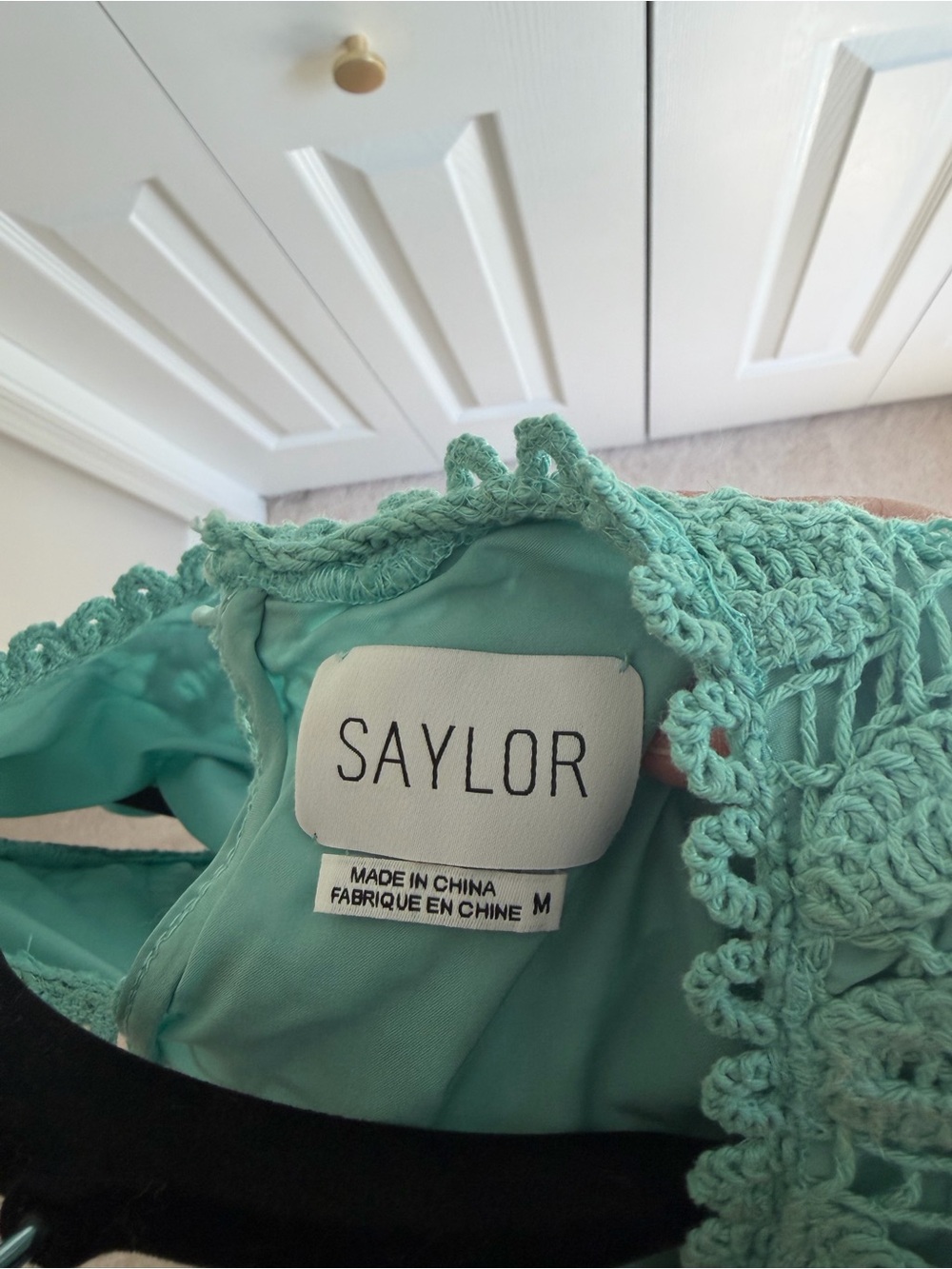 Saylor Samia Fringe Set Teal Crochet Size M - Picture 7 of 7